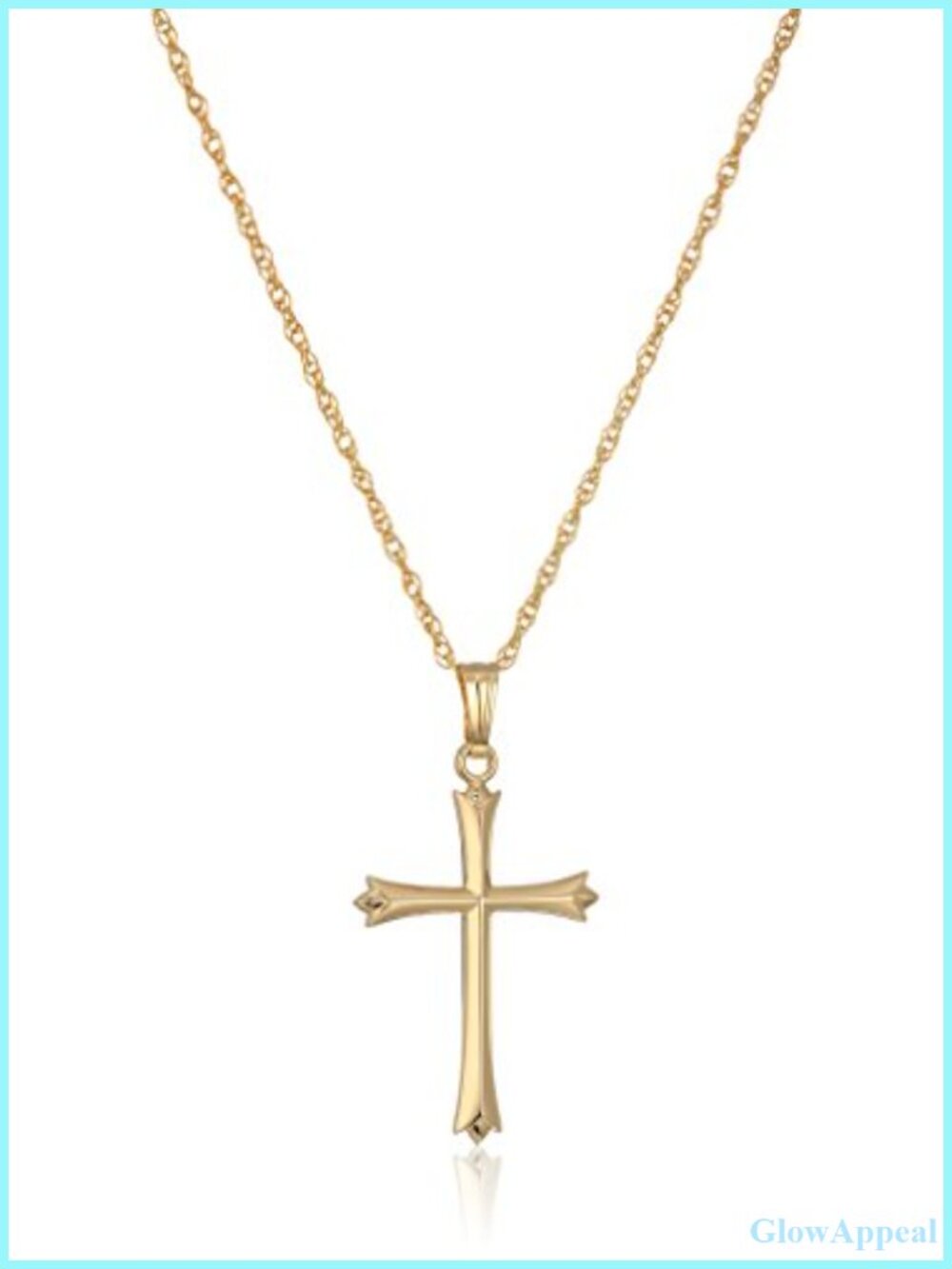 14k Gold Filled Polished Embossed Cross Pendant Necklace 18"